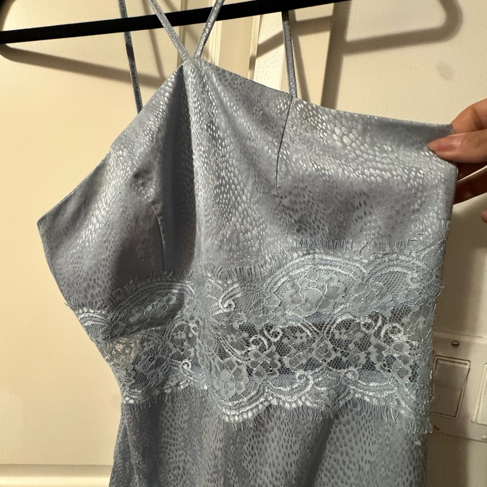 Elegant Lace Mini Dress in light blue